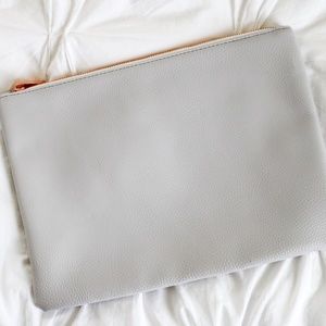 PopBasic Gray Paloma Leather Clutch w/ rose gold